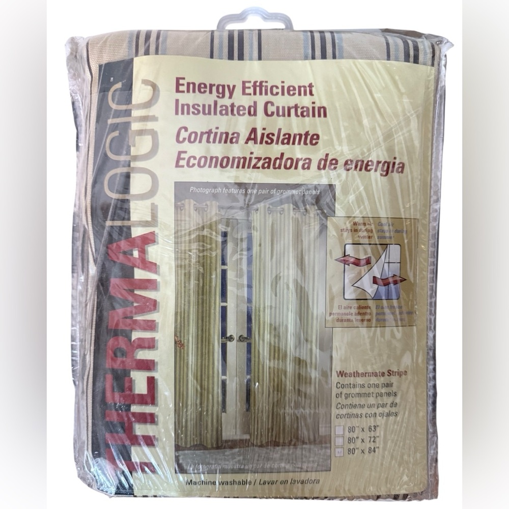 NEW Thermalogic Energy Efficient Insulated Grommet Panels Colonial Stripe 80x84